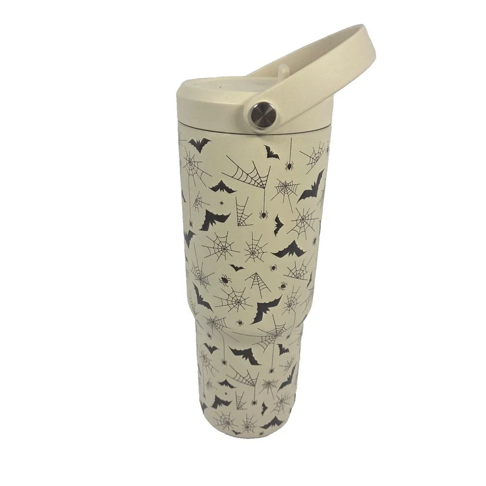 Hydrapeak Halloween Tumbler 24oz Cream Bats Spiders NWT Artisan Collection